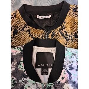 Two Lots Of snakeskin print satin bomber jacket S/M